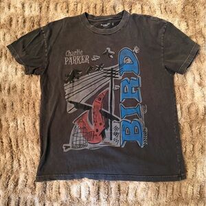 Abercrombie & Fitch Black & blue Charlie Parker Bird graphic tee #jazz #blues